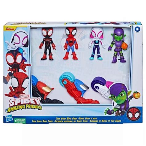 Spidey And Friends Team Spidey Moto Squad Action Figures And Motorcycle