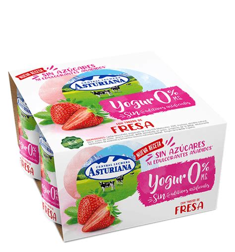 Yogur Con Fresa 0 Materia Grasa Central Lechera Asturiana