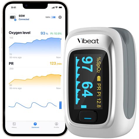 Vibeat Pulse Oximeter Fingertipbluetooth Finger Oxygen Monitor For