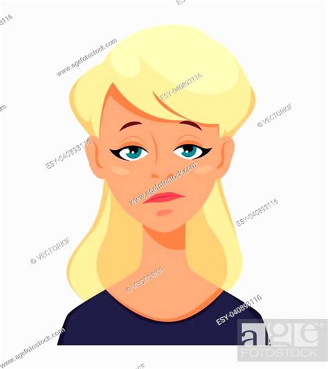 Face Expression Of A Blonde Woman Tired Female Emotions Stock