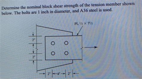 Solved Determine The Nominal Block Shear Strength Of The