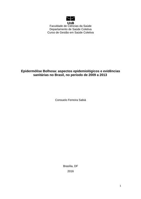 PDF Epidermólise Bolhosa aspectos epidemiológicos e 2016 2