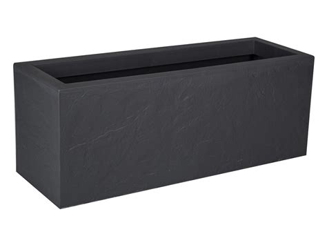 Jardinière rectangulaire Volcania Up effet pierre 57 L Anthracite Eda