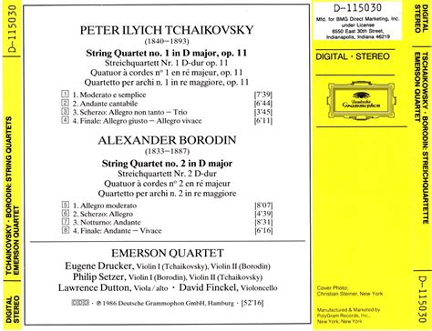 String Quartets Tchaikovsky No Borodin No Compact Disc By