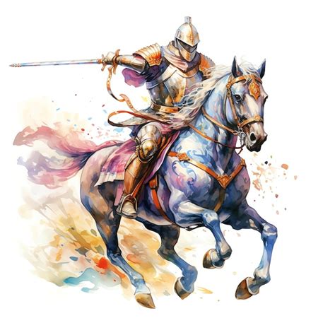 Premium AI Image | Jousting lance Medieval watercolor fantasy