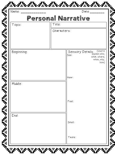 Writing Personal Narratives Graphic Organizer For Upper Elementary Etsy