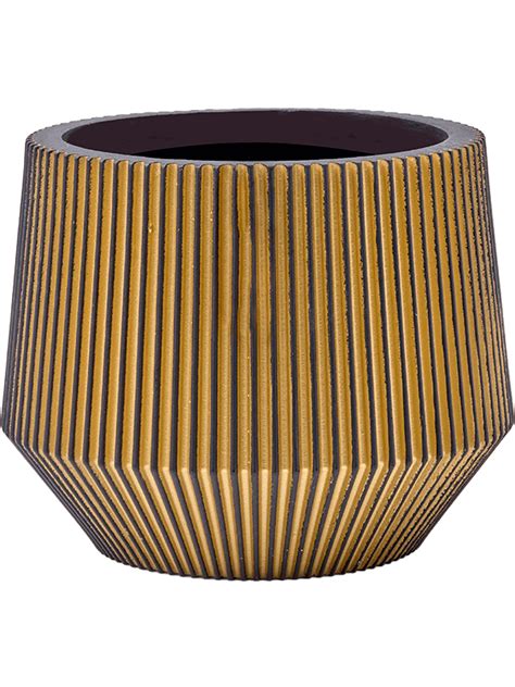 Capi Nature Groove Vase Cylinder Geo Black Gold Kvety Victor