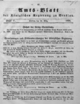 Amts Blatt Der K Niglichen Regierung Zu Breslau Bd St