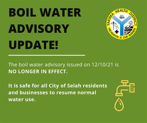 Boil Water Advisory Lifted For All Of Selah City Of Selah