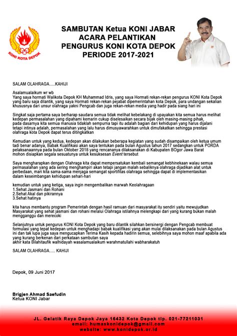 Contoh Contoh Sambutan Ketua Panitia Musyawarah Cabang