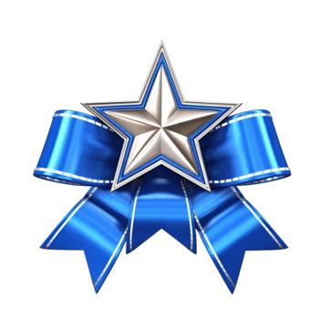 3d Rendering Three Stars With Blue Ribbon Isolated Medal Ribbon Award