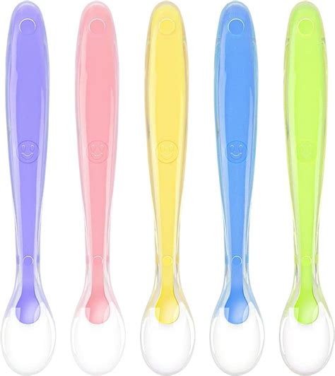 Vicloon Baby Spoons Pcs Silicone Spoon Baby Soft Spoons Self Feeding