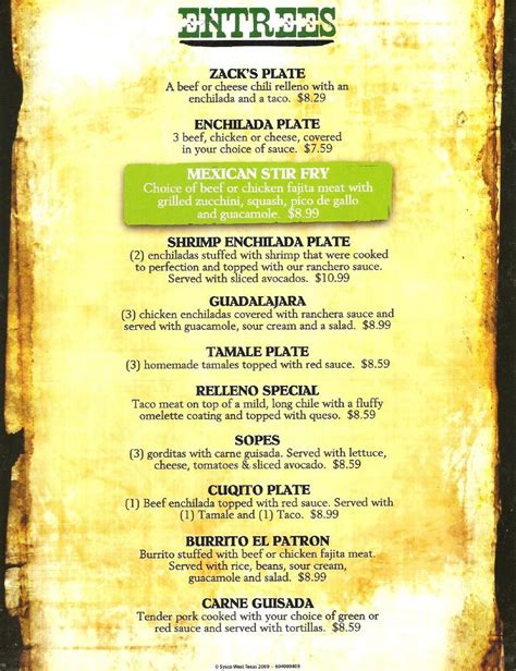 Menu At El Patron Restaurant Amarillo Sw 45th Ave