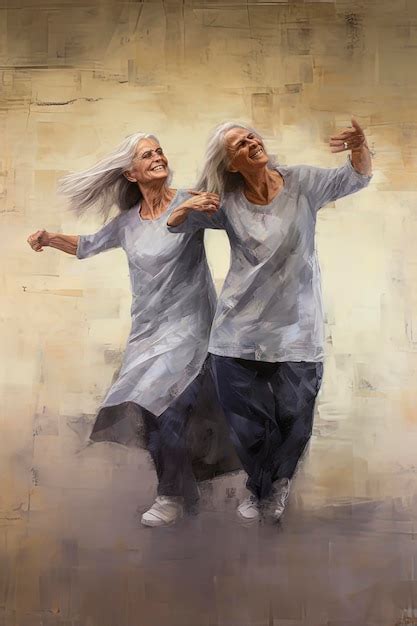 Premium AI Image Generative AI Illustration Of Lesbian Old Women Couple Dancing