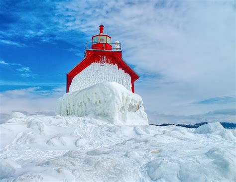 Frozen Grand Haven Light Photograph By Nick Zelinsky Jr Fine Art America