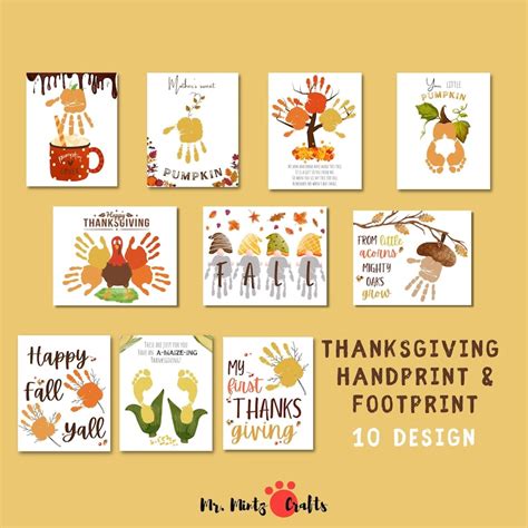 Thanksgiving Handprint Footprint Art Craft Bundle Turkey Etsy