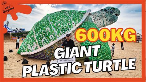 plastic waste turned  giant sea turtle ocean pollution