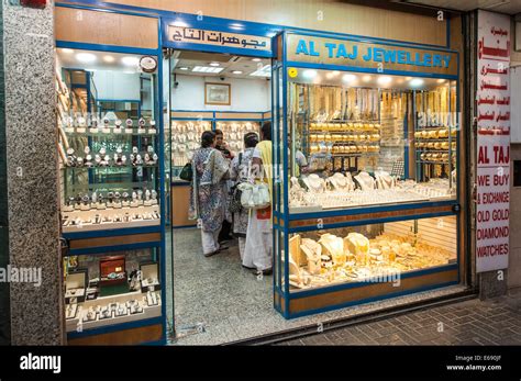 Gold Jewelry In The Deira Gold Souk Market Dubai United Arab Emirates