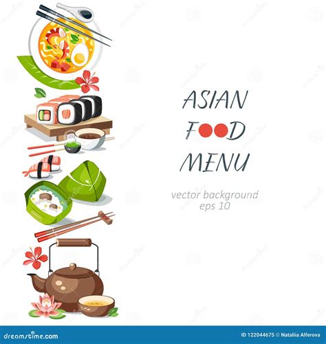 Asian Food Background Vertical Menu Dishes Chinese Traditional C Stock