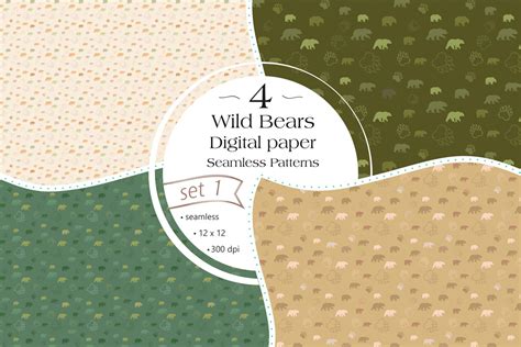 Wild Bears Digital Paper Set 1 Graphic By Digital Mojito · Creative Fabrica