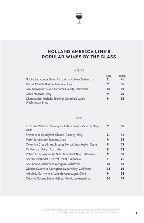 Holland America Bar Menus And Drink Prices 2022 · Prof Cruise Ship
