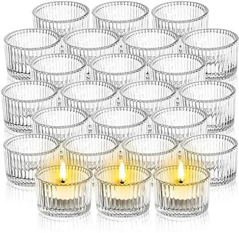 Elsjoy 24 Pack Glass Tealight Candle Holder 2 X 1 4 Small Clear Glass Votive Candle Holders