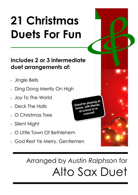 21 Christmas Alto Sax Duets For Fun Various Levels Arr Austin