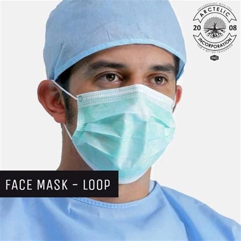 Non Woven Spun Polypropylene Blue White And Green Disposable Face Mask