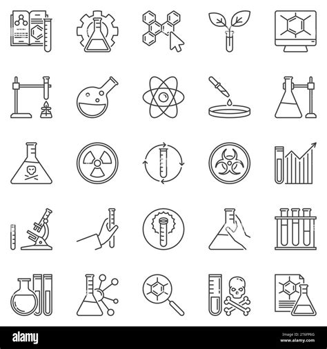 Qu Mica Y Ciencia Esquema Iconos Conjunto S Mbolos De Concepto De