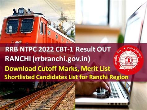 Rrb Ntpc Ranchi Revised Result Out Rrbranchi Gov In Cen