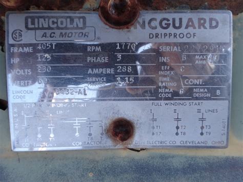 Lincoln 125 Hp 1800 Rpm Electric Motor Transamerican Equipment Company