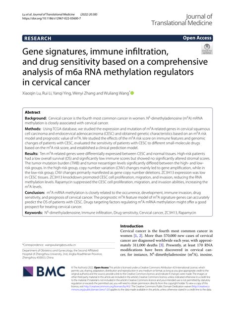 Pdf Gene Signatures Immune Infiltration And Drug Sensitivity Based