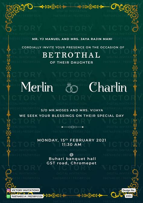 Betrothal Ceremony Digital Invitation Card Designs by Victory Digital Invitation - www ...