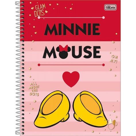 Caderno Espiral Univ CD 96fls Rosa E Vermelho Minnie Tilibra Welban