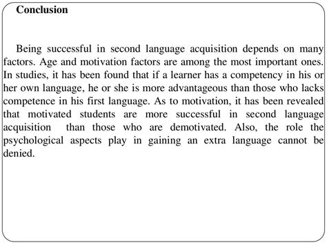 Factors affecting second language acquisition