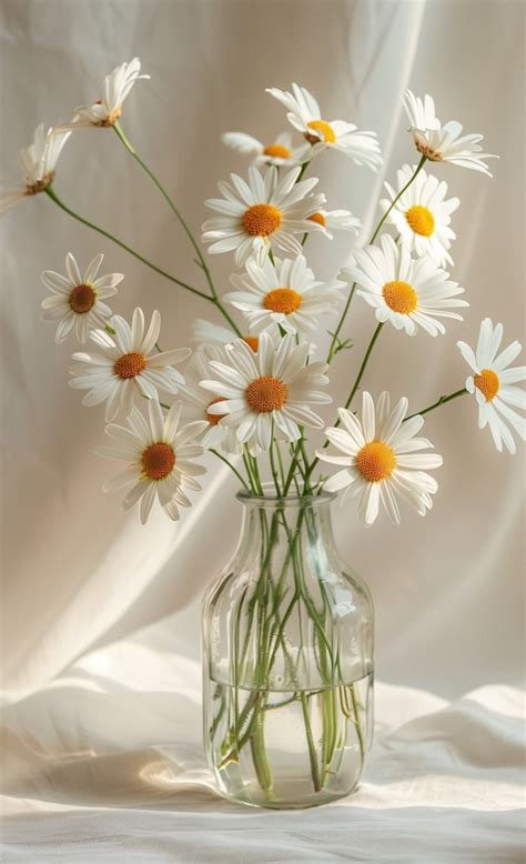 Elegant Simplicity Daisies In A Glass Vase In 2024 Flowers