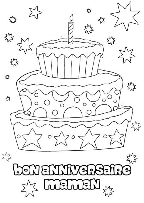 Coloriage Joyeux Anniversaire Maman Gateau Dessin Anniversaire Imprimer