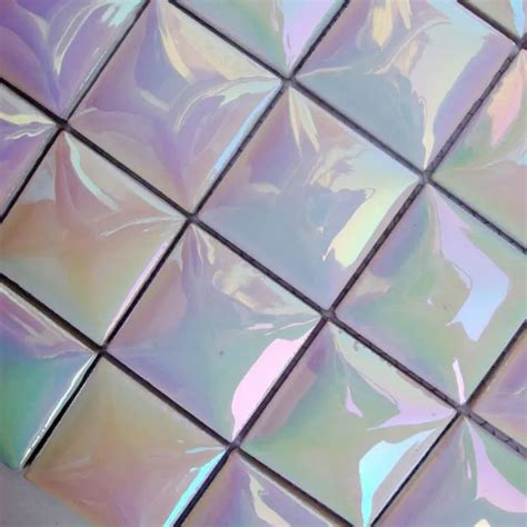 Ceramic Tile Sheets Square Iridescent Mosaic Art Pattern Kitchen