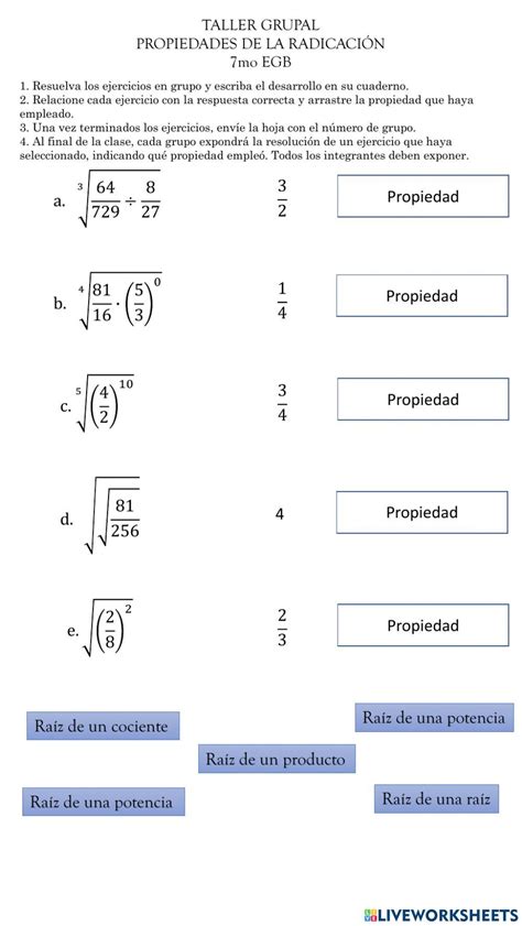 Propiedades de la radicación exercise