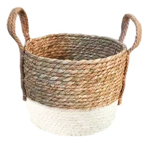 Cesta Mediana Natural Seagrass Con Fondo Blanco 21 X 25 Cm MercadoLibre