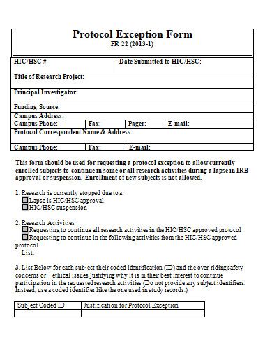 Free 33 Exception Form Samples In Pdf Ms Word