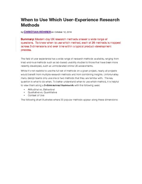 02 - Rohrer - When to Use Which User-Experience Research Method - When