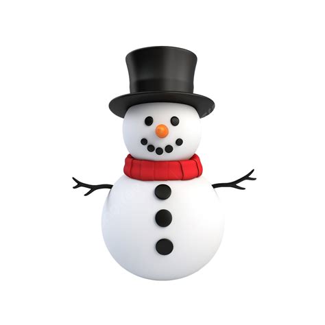 Christmas 3d Snowman With Black Hat Illustration 3d Snowman Christmas