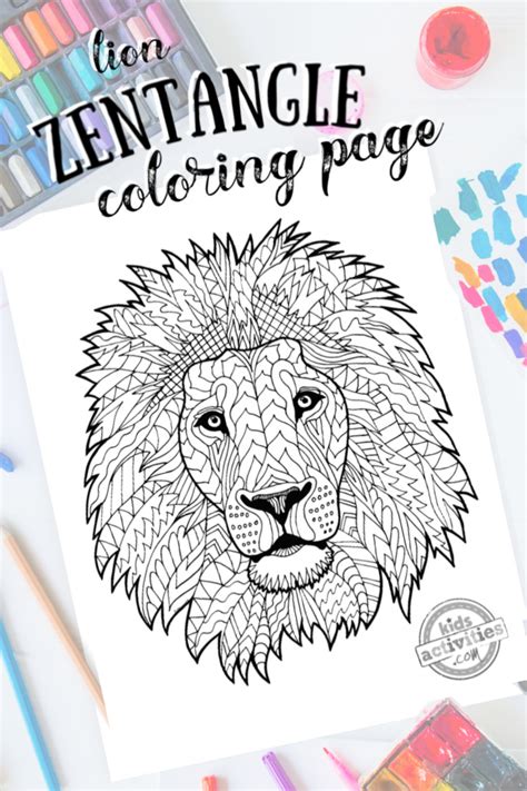 Free Zentangle Lion Pattern Printable Coloring Page