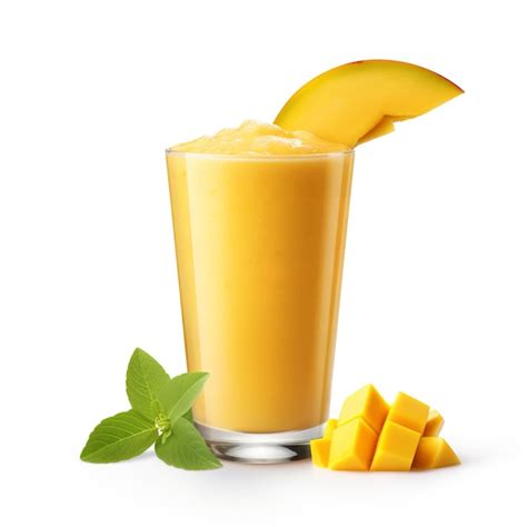 Tasty Mango Smoothie Isolated On White Background Premium Ai