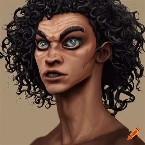 Illustration Of A Curly Haired Black Skinned Alien Man On Craiyon