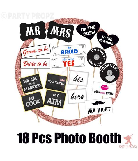 Party Propz Pre Wedding Photobooth Props 18 Pcs Wedding Props For