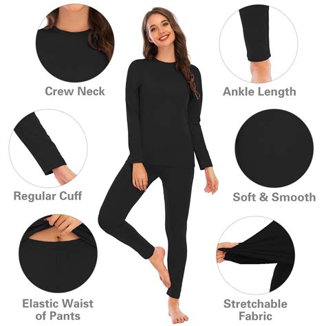 American Trends Womens Stretch Warm Thermal Underwear Set Fleece Lined Long Johns Medium