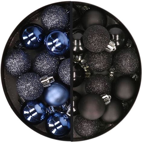 X Stuks Kunststof Kerstballen Donkerblauw En Zwart Cm Kerstbal