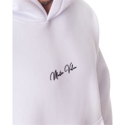 Mens Oversized Signature Detail White Cordless Hoodie Martin Valen